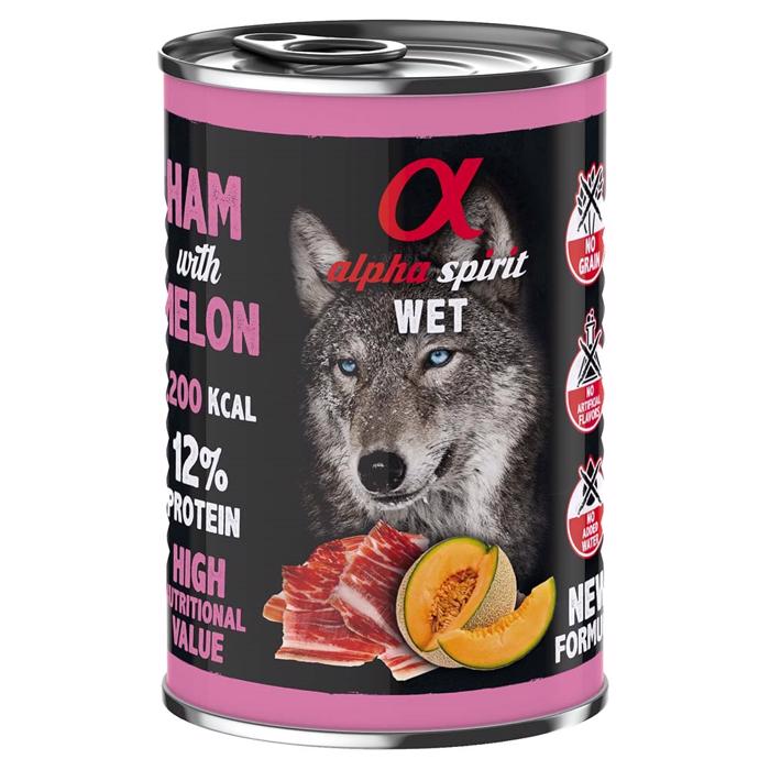 Alpha Spirit Wet Skinka & Melon Äpple Våtfoder för hundar 400g