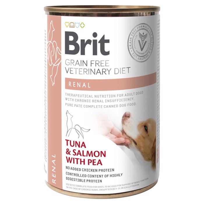 Brit spannmålsfri veterinärdiet Renal tonfisk & lax med ärter 400g