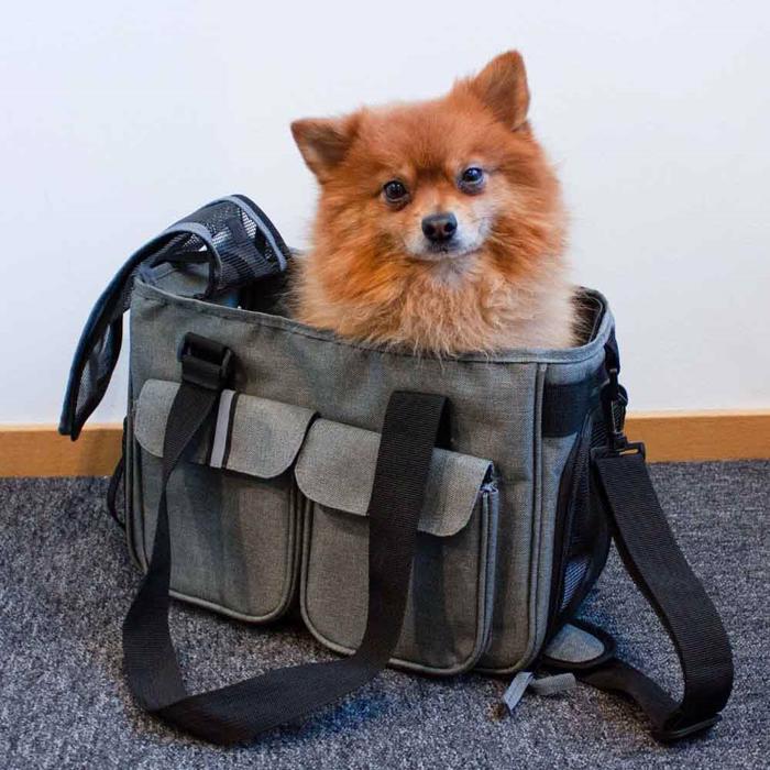 Dogman Dog Carrier Bag Design Fluff Grey-Melted Black Max 4,5 Kg