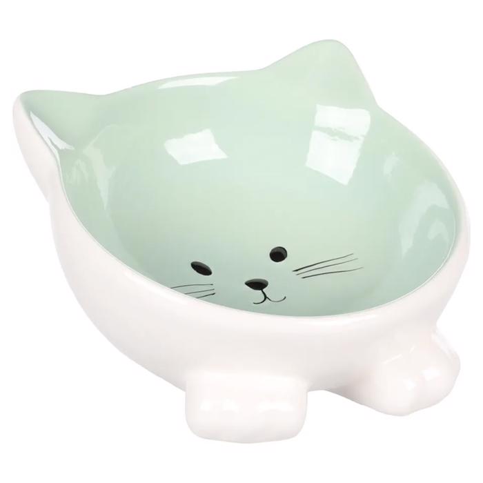 Flamingo Cat Bowl Design Puzi i grönt