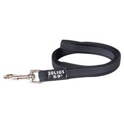 Julius K9 Super Grip Hundkoppel MED Handtag Svart & Grå 1 Meter 20mm