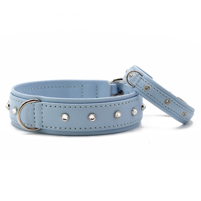 Handgjort läderhalsband med stendesign Sunrise Ice Blue