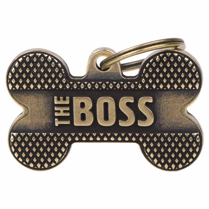 My Family Dog Tag Bronx Bronsfärgat ben med texten The Boss