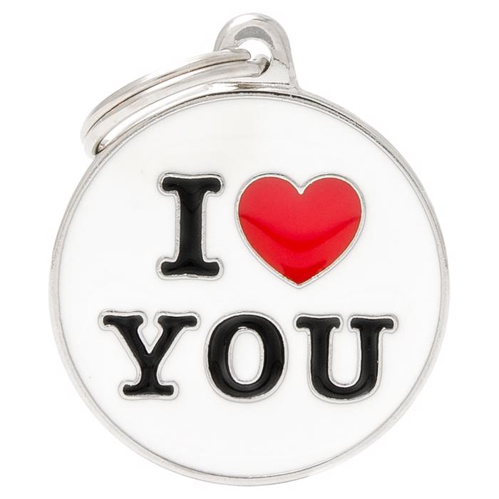 My Family Dog Tag Charms Circle "I Love You"