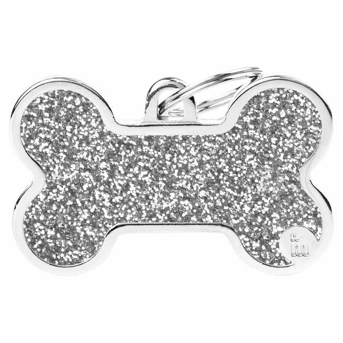 My Family Dog Tag Shine Silver köttben med grå glimmer