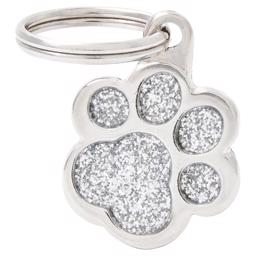 My Family Small Dog Tag Shine Grey Glitter Paw