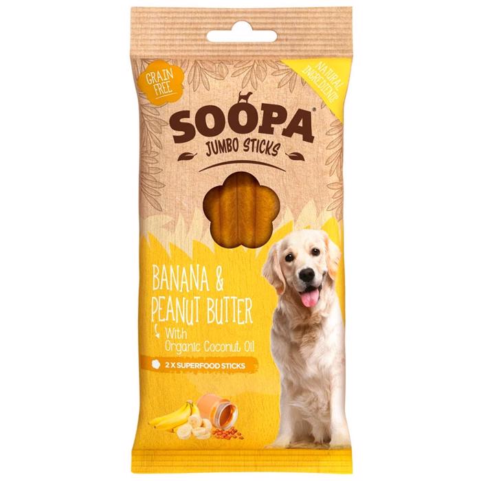 Soopa Vegan Dog Snack Banan & Jordnötssmör JUMBO tandstickor