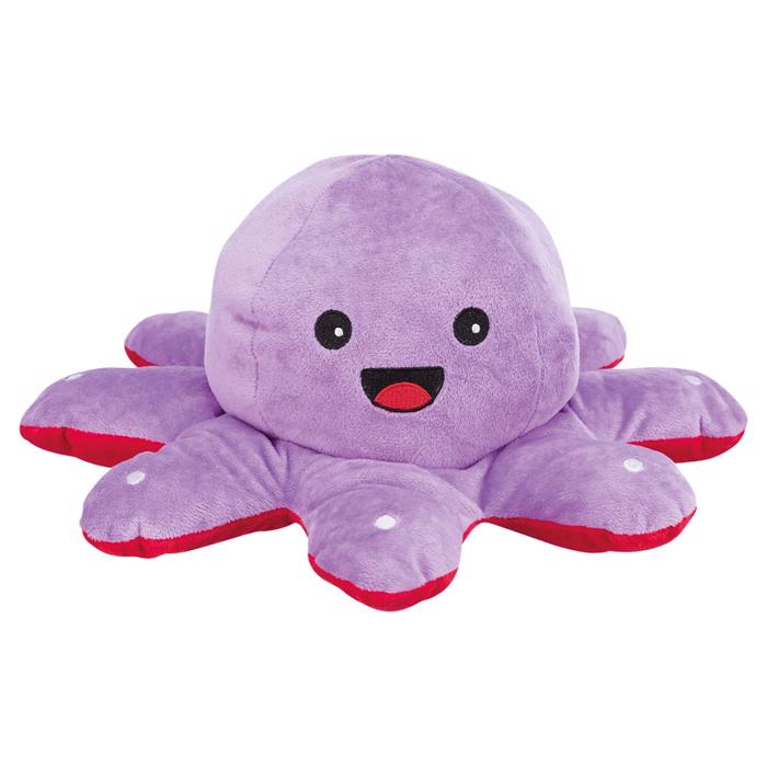 Trixie Large Reversible Dog Teddy Octopus i rött och lila