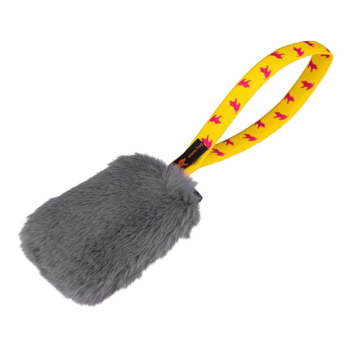 Tug-e-nuff Faux Fur Pocket Squeaker Dummy med fuskpäls & Piv Yellow