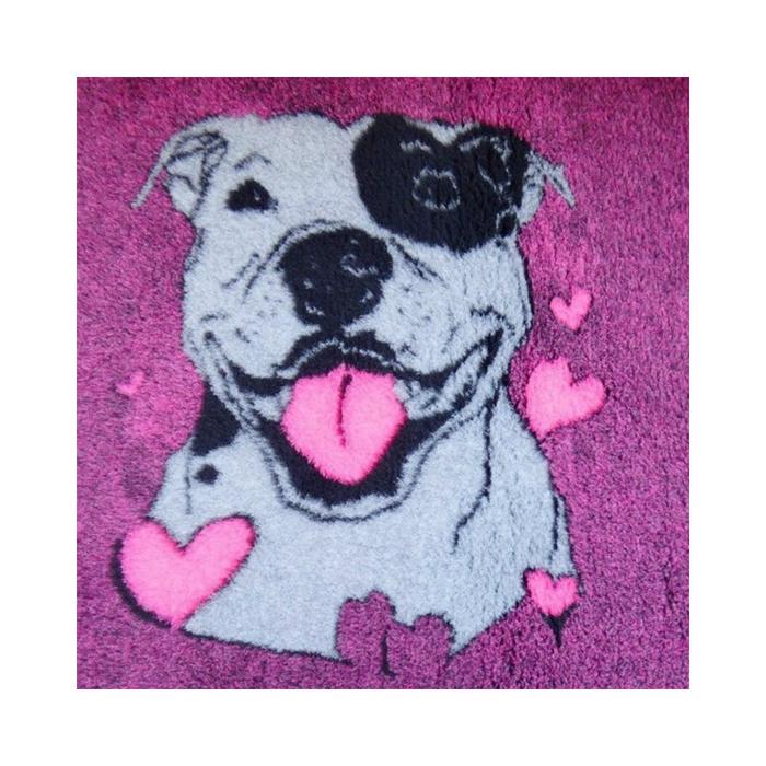 Veterinärsäng Extra Soft Purple Head & Heart Staffordshire Bull Terrier