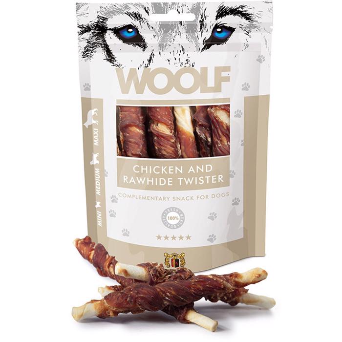 Woolf Chicken & Rawhide Twister Tuggben med kyckling 100g