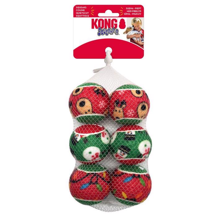 Kong Holiday SqueakAir Den Festlige Julebold Anno2024 6-PACK