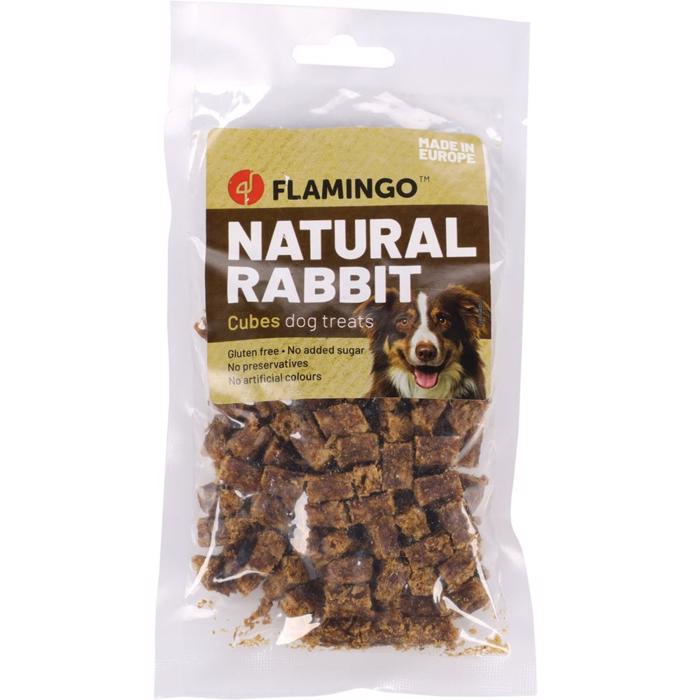 Flamingo Nature Snack 100 % rent kött i små kuber Kanin 80g