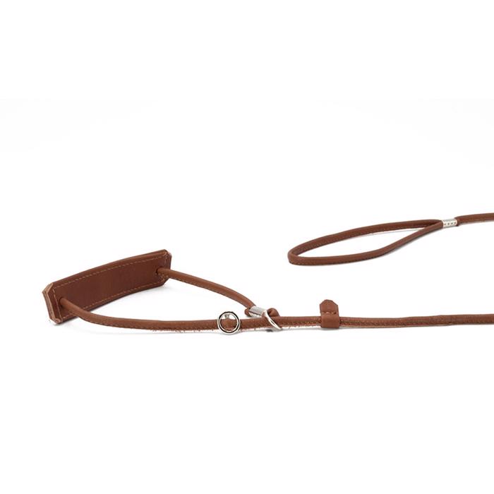 Utställning Läder Set Neck Guard Justerbar COGNAC